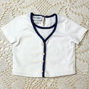 Vintage 1990s Lil Byer Girls 3t Pique Daisy Button Shirt Dimpled Texture Blouse